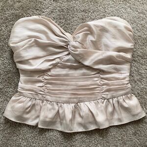 EXPRESS Champagne strapless cropped Top